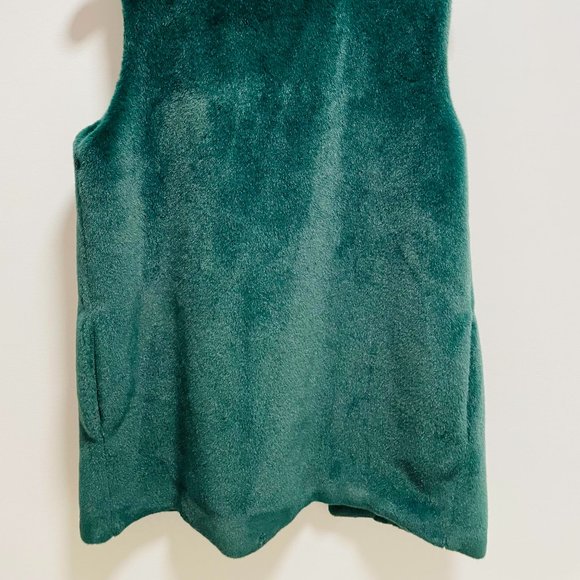 NWT Diane Von Furstenberg Faux Fur Trench Vest in Hunter Green Size Small - Picture 9 of 9
